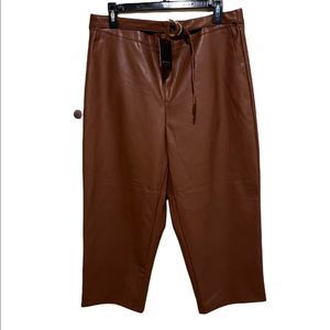 Marc New York Belted Faux Leather Brown pants